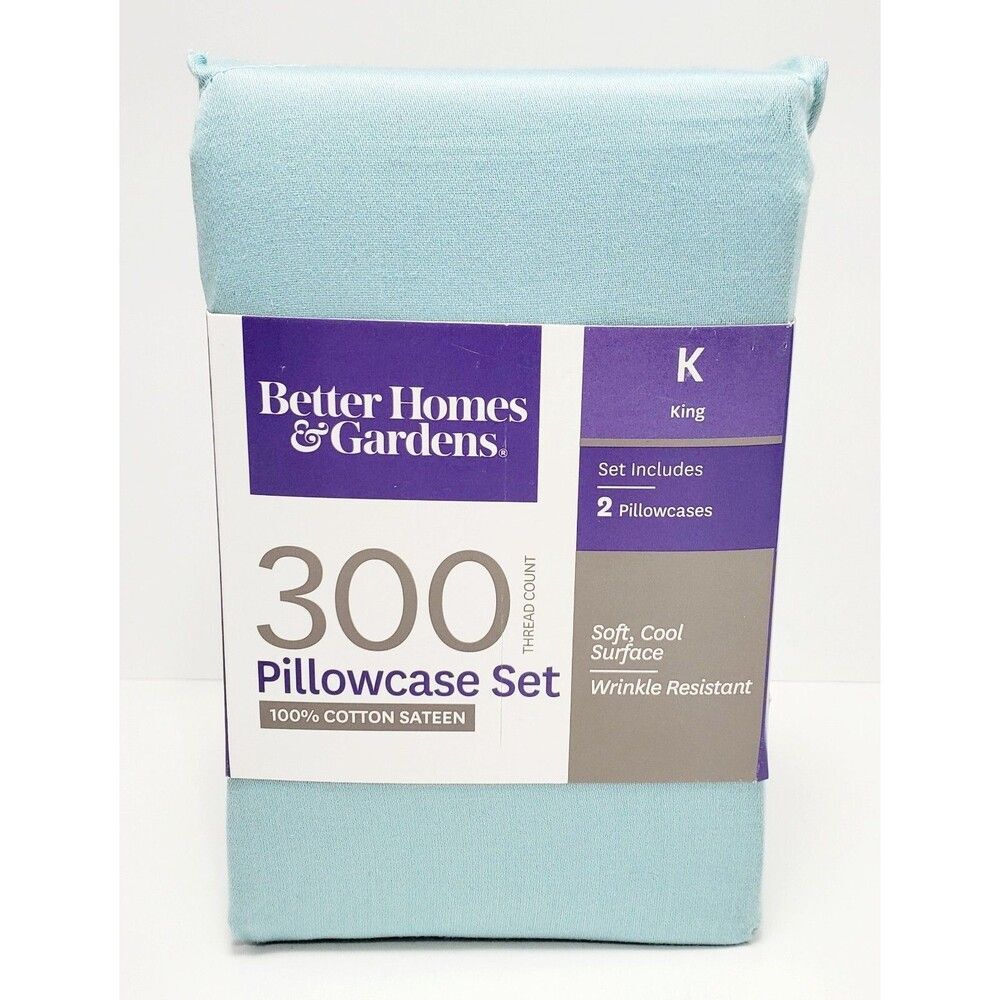 Better Homes & Gardens King Pillowcase Set 100% Cotton 300 Thread Count New